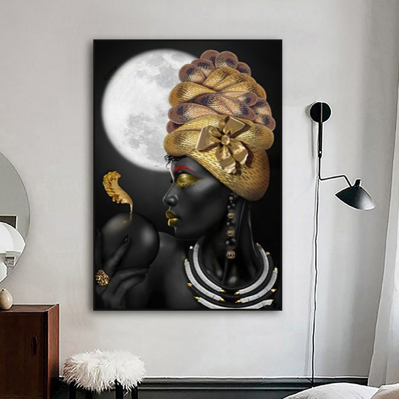 African Woman Canvas Painting Golden and Black Women Posters And Prints Scandinavian Wall Decor Art Pictures For Home Design 
African Woman Canvas Painting Golden and Black Women Posters And Prints Scandinavian Wall Decor Art Pictures For Home Design