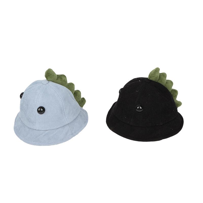 

Berets 2022 Warm Corduroy Cute Dinosaur Bucket Hat Fisherman Outdoor Travel Sun Cap Hats For Children Boys And Girls, Black
