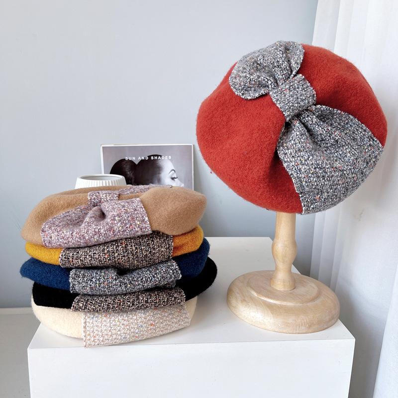 Berets Tide Australian Wool Beret Hat Female Autumn And Winter Bow Tie Painter Cap Stewardess Literary CapBerets, White
Berets Tide Australian Wool Beret Hat Female Autumn And Winter Bow Tie Painter Cap Stewardess Literary CapBerets, White
