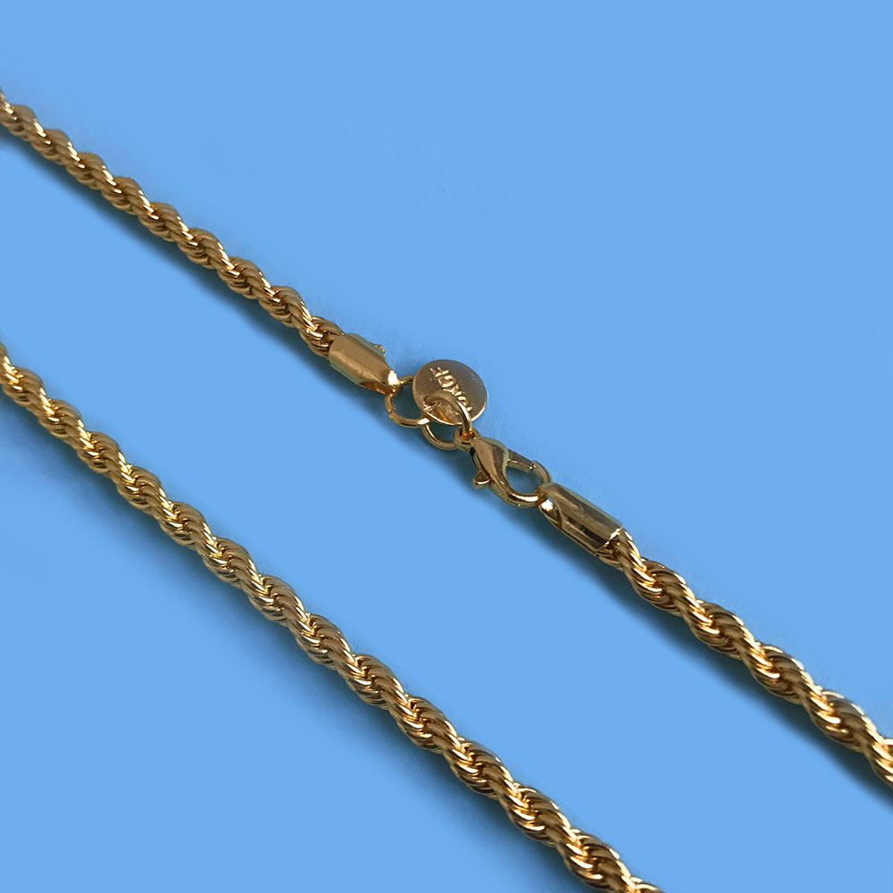 4MM Metal 18K Gold Plated Metal Cooper Woved Rope Chain Necklace for Men Women Nice Jewelry Gift 16 18 20 inch Wholesale Price