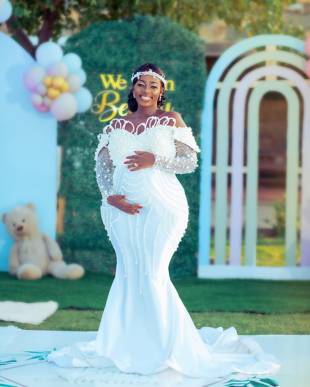 2022 Plus Size Arabic Aso Ebi Mermaid Luxurious Pearls Wedding Dress Sheer Neck Satin Bridal Gowns Dresses ZJ666