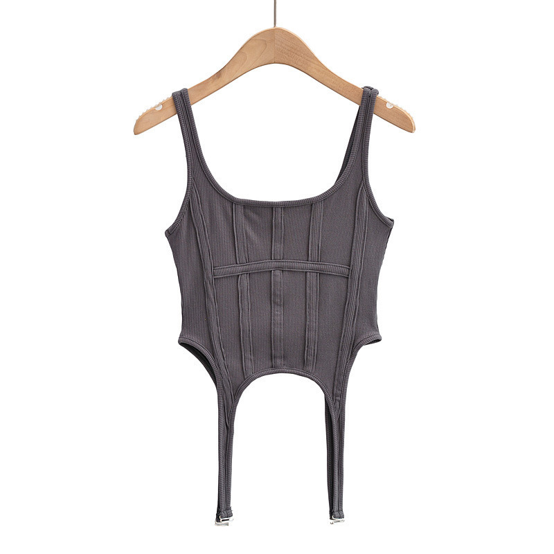 Sexy cropped tops women Summer knit tank corset white crop ribbed pothook cute black punk clothes 220316