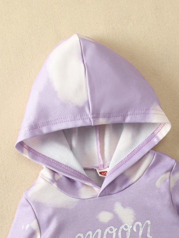 Baby Letter Graphic Tie Dye Hoodie SHE