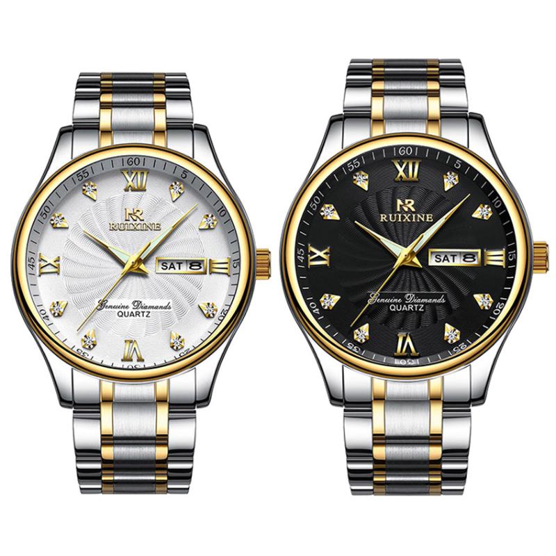 Wristwatches RUIXINE Luxury Men Watch Quartz 18K Gold Plated Wrist Diamond Inlaid Dial Windmill Relief Double Calendar Luminous Pointer, White
Wristwatches RUIXINE Luxury Men Watch Quartz 18K Gold Plated Wrist Diamond Inlaid Dial Windmill Relief Double Calendar Luminous Pointer, White