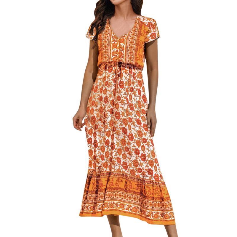 Casual Dresses Women Short Sleeve Dress Spring Summer Print Long Skirt Boho Style Blue Halter DressCasual, Orange
Casual Dresses Women Short Sleeve Dress Spring Summer Print Long Skirt Boho Style Blue Halter DressCasual, Orange