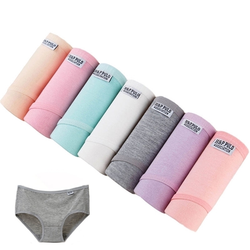7 Pcs/lot Panties Underwear Women Girls Plus Size Briefs Solid Sexy Panties String Lingeries Calcinhas Shorts Underpants Panty LJ201225