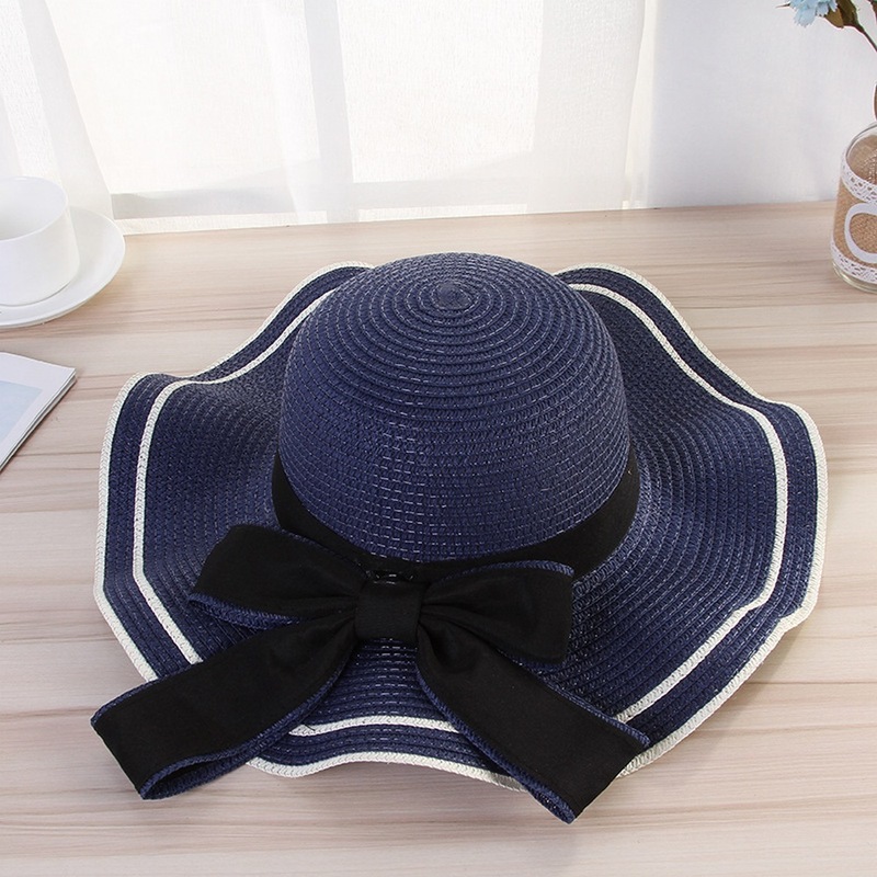 unhat For Women Female Bucket Hat ummer Beach Wavy Brim Bow Tie traw Cap Foldable Grace Luxury Fe High Quality TY0072 220613