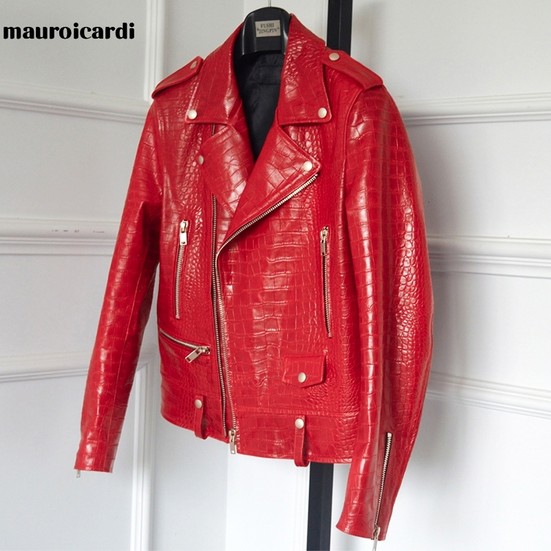 Mauroicardi Spring Red Pattern Faux Leather Biker Jacket Long Sleeve Zipper Plus Size Designer Men Clothing 4xl 5xl 220728, Flaming red
Mauroicardi Spring Red Pattern Faux Leather Biker Jacket Long Sleeve Zipper Plus Size Designer Men Clothing 4xl 5xl 220728, Flaming red