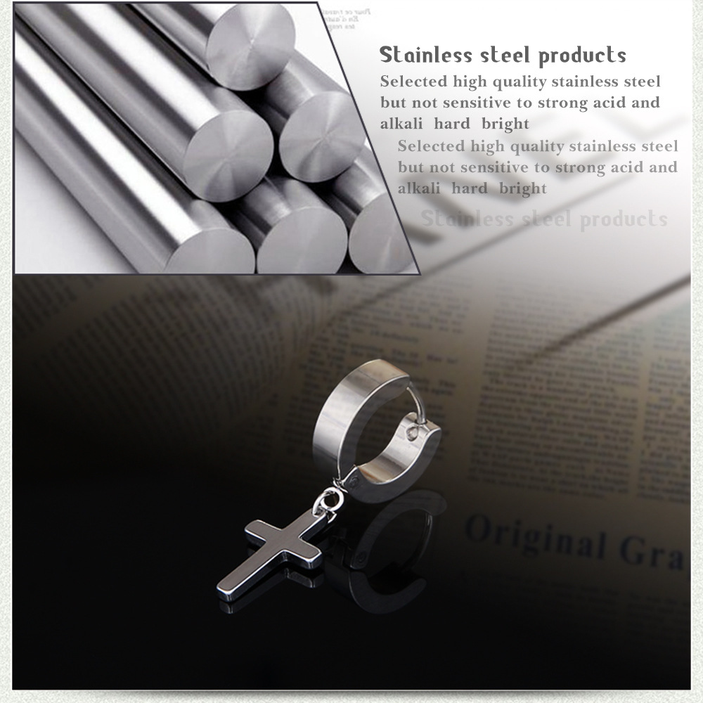 Fashion Stainless Steel Cross Earrings Dangle Punk Jewelry For Cool Women Girl Friendship Gifts Accessories