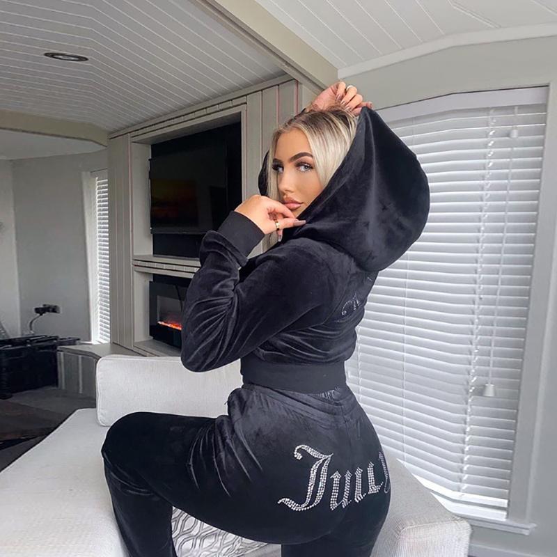Women' Two Piece Pants Women Velvet Juicy Tracksuit 2 Pieces Set Zipper Hoodies Sweatshirt And Winter Rhinestone Velour Suit, Black
Women' Two Piece Pants Women Velvet Juicy Tracksuit 2 Pieces Set Zipper Hoodies Sweatshirt And Winter Rhinestone Velour Suit, Black