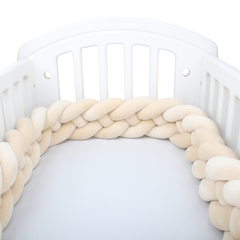 4 Strands Braid Baby Crib Bumper Knot Bed Bumper Nursery Cradle Baby Bedding Room Decor Crib Protector 12cm and 15cm Height 220526