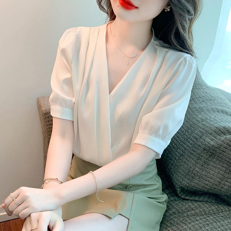 Women' Blouses & Shirts Blouse Women Summer 2022 Short Sleeve V-Neck Blusas Womens Tops And DropWomen, White
Women' Blouses & Shirts Blouse Women Summer 2022 Short Sleeve V-Neck Blusas Womens Tops And DropWomen, White