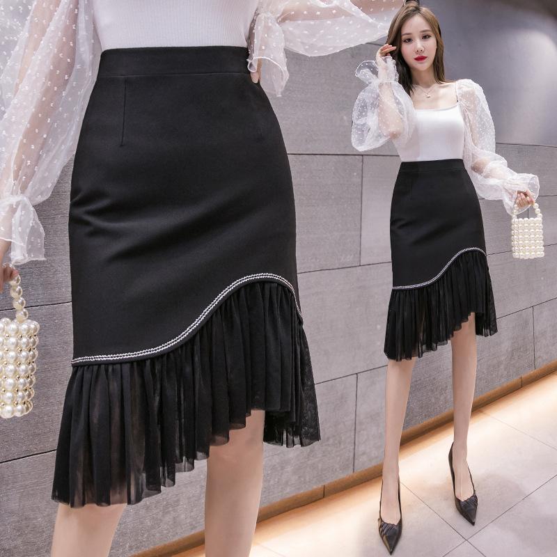Skirts Women' Ruggles Trumpet Elastic Female Mesh-patched Black Knee-length Blingbling Skirt 7-5Skirts
Skirts Women' Ruggles Trumpet Elastic Female Mesh-patched Black Knee-length Blingbling Skirt 7-5Skirts