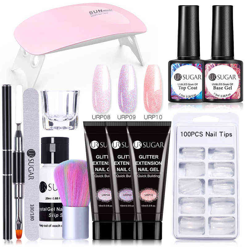 NXY Nail Gel Extension Set 6w Led Lamp Full Manicure Quick Kit Building Finger s Tool 0328