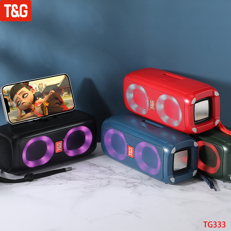 TG333 Portable Wireless Bluetooth Speaker Subwoofer Waterproof Outdoor Speaker TF USB Stereo with Phone Stand Speaker