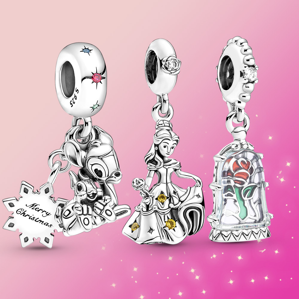 925 Silver Little Mermaid Ariel Charm Bambi Thumper charm Fit Pandora Bracelet for women