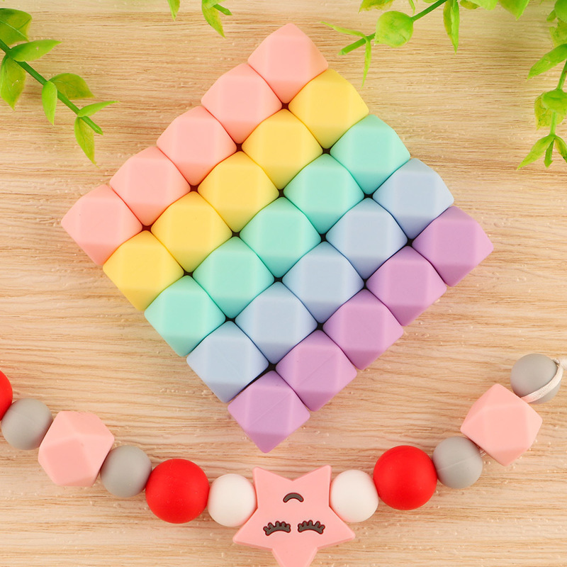 kovict 14mm Hexagon 100/200/500 Silicone Beads For DIY Baby Pacifier Chain BPA Free Teething Baby Teether Baby Accessories 220507