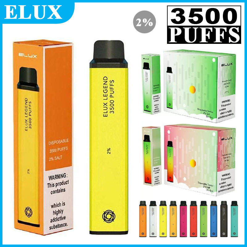 Elux Legend bar 3500 puffs Newest Disposable E cigarettes Vape Pen 1500mAh Battery Vaporizer Stick 2% 10ml Prefilled esco bars high quality
Elux Legend bar 3500 puffs Newest Disposable E cigarettes Vape Pen 1500mAh Battery Vaporizer Stick 2% 10ml Prefilled esco bars high quality