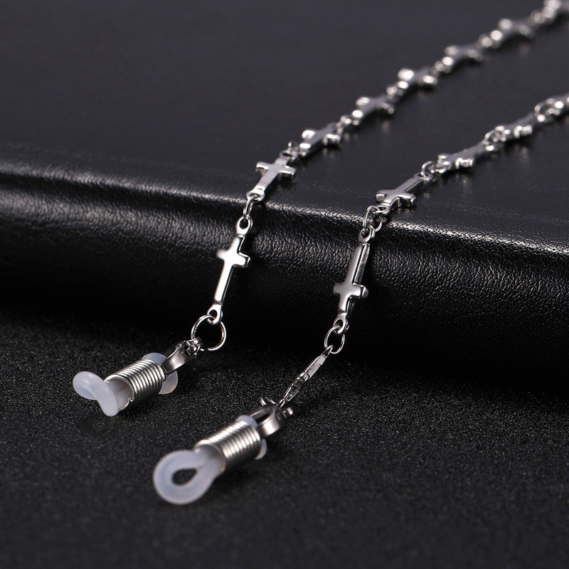 Stainless Steel Cross Sunglasses Chain Reading Glasses Strap Gothic Eyewear Cord Eyeglass Neck Rope Gift for Women Men 220615