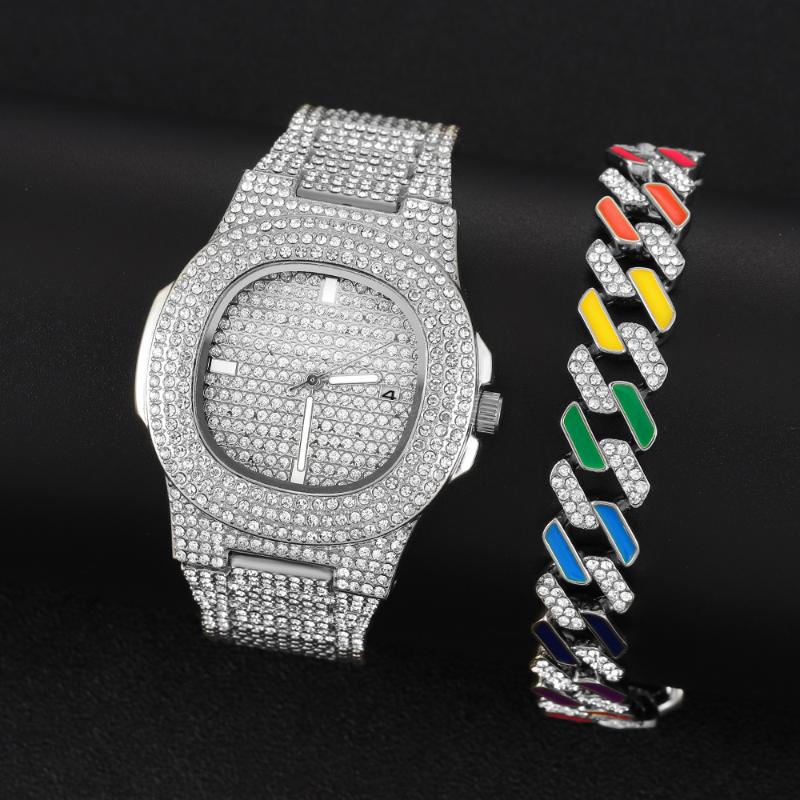Wristwatches Hip Hop Luxury Quartz Mens Watches Iced Out Watch Men Fashion Cz Full Bling Diamond For Waterproof Male Clock, Slivery;brown
Wristwatches Hip Hop Luxury Quartz Mens Watches Iced Out Watch Men Fashion Cz Full Bling Diamond For Waterproof Male Clock, Slivery;brown