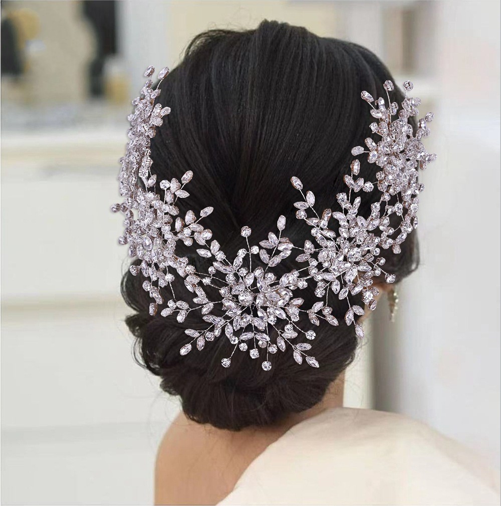 Luxurious Baroque Bridal Headpieces Crown and Tiaras Earrings Sparkly Crystals Rhinestones Women Headwear Headdress Hairband Weddi