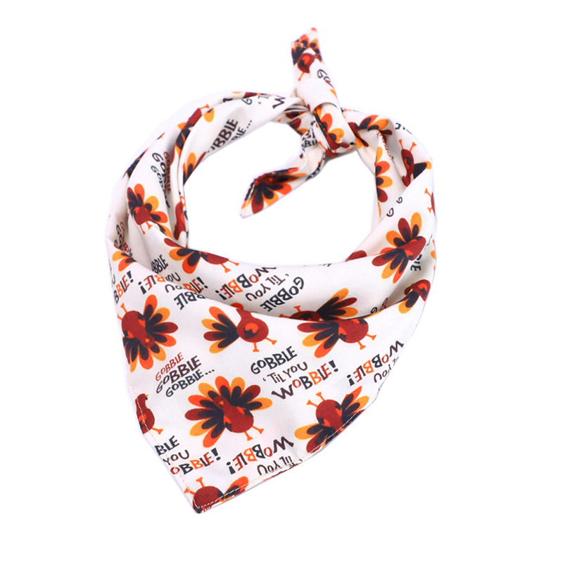 Thangiving Bandana Dog Apparel Fall Autumn Pet Bandanas Reversible Triangle Bibs Scarf