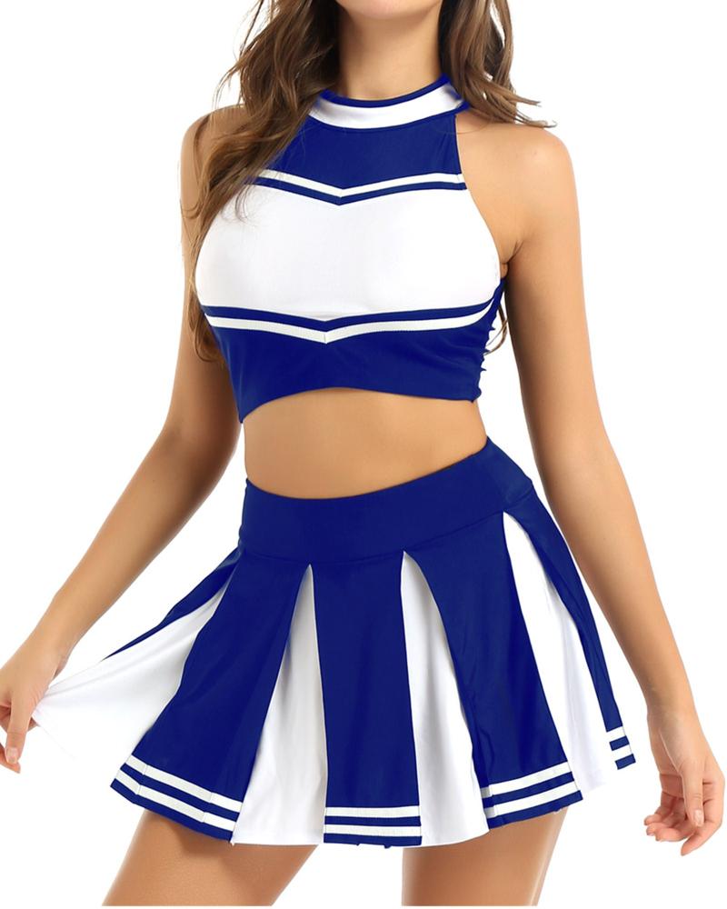 Cheerleading Women Costume Uniform School Girls Carnival Cosplay Outfit Stand Collar Sleeveless Crop Top With Mini Pleated SkirtCheerleading
Cheerleading Women Costume Uniform School Girls Carnival Cosplay Outfit Stand Collar Sleeveless Crop Top With Mini Pleated SkirtCheerleading