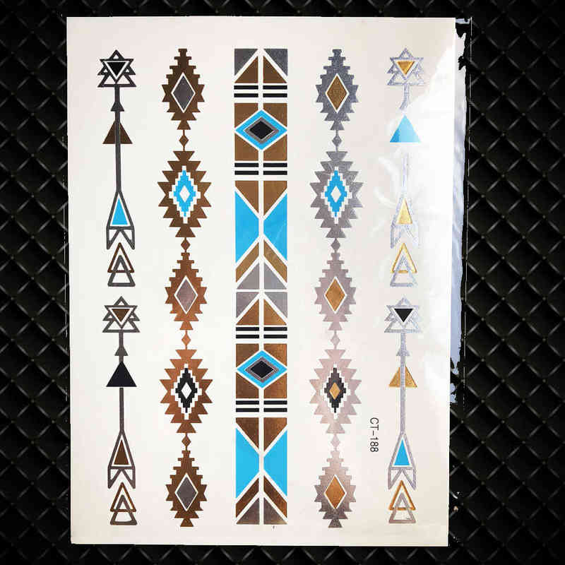 NXY Temporary Tattoo Gold Sun Silver Moon Stickers Women Kids Body Art Star Feather Golden Metallic Water Transfer Flash Tatoo Child 0330