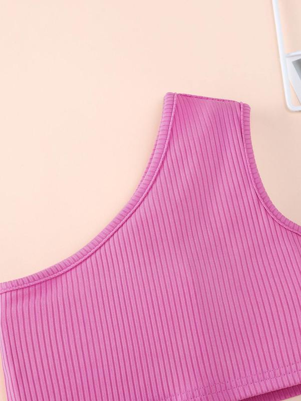 Toddler Girls Rib-knit One Shoulder Top & Floral Print Belted Skirt SHE05