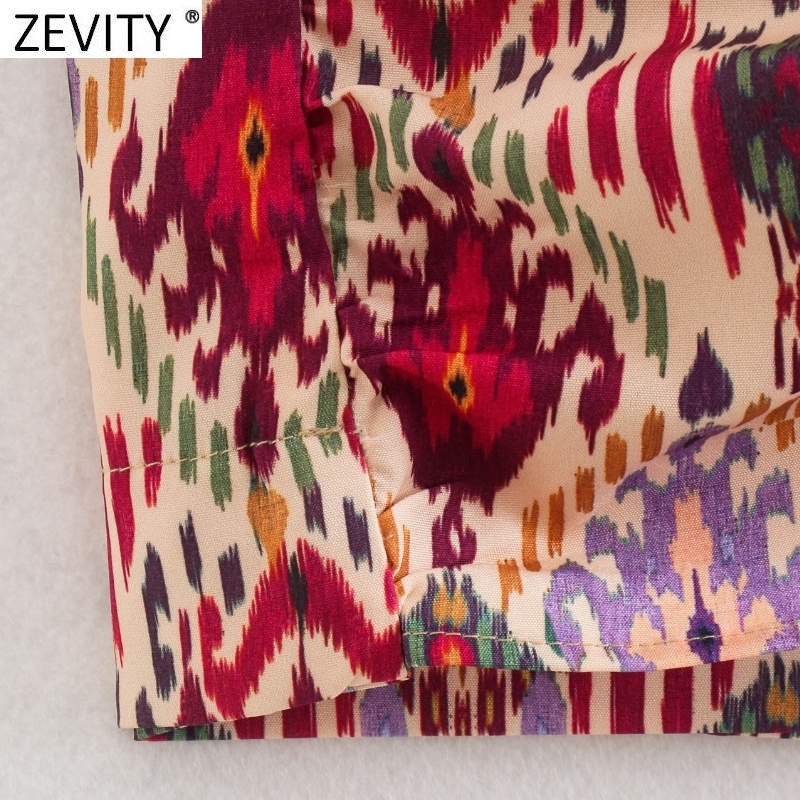 Zevity Women Totem Floral Print Bermuda Shorts Ladies Chic Side Zipper Bow Tied Casual Shorts Skirts Pantalone Cortos P1231 220527