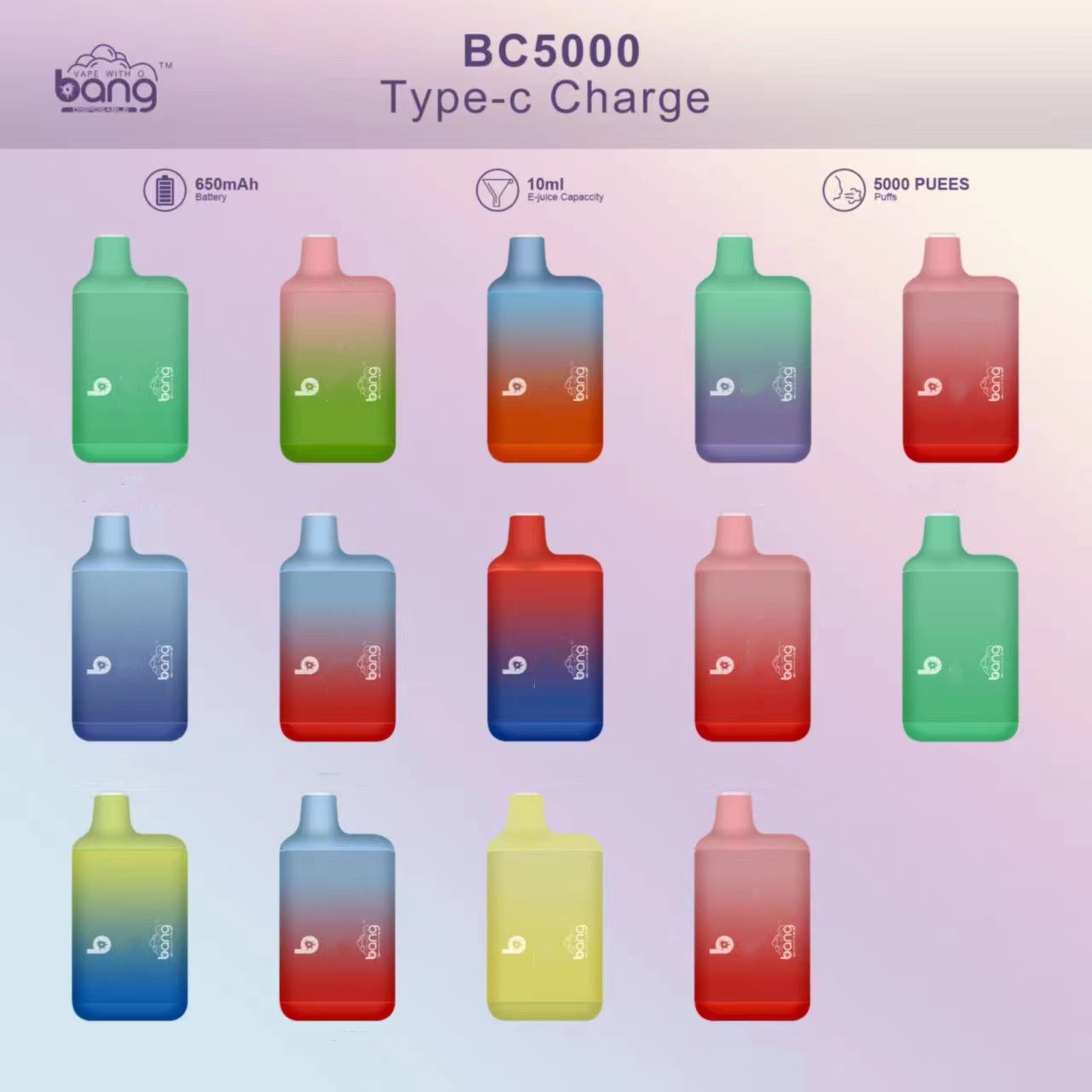 Wholesale Bang BC5000 Disposable Vape Pen E cigarette Rechargeable 650mAh Battery Prefilled 11ml Cartridge Pod 5000 PUFFS
Wholesale Bang BC5000 Disposable Vape Pen E cigarette Rechargeable 650mAh Battery Prefilled 11ml Cartridge Pod 5000 PUFFS