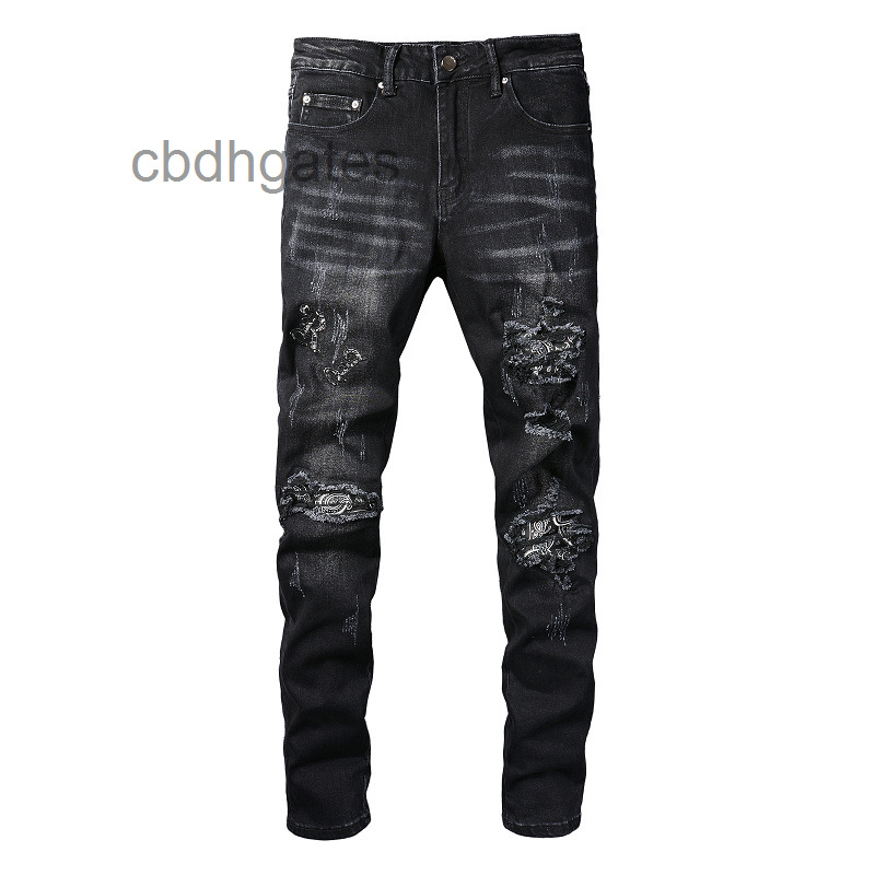 Jean Mens Designer Jeans Amirs 829th Street Fashion Hole Patch High Men Splicing Slim Fit Zipper Leggings, Black
Jean Mens Designer Jeans Amirs 829th Street Fashion Hole Patch High Men Splicing Slim Fit Zipper Leggings, Black