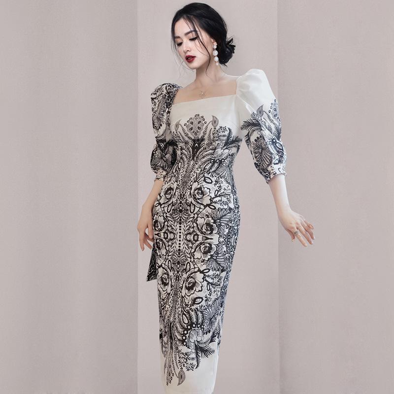 Party Dresses Runway Summer Bodycon Dress Fashion Women Square Collar Patchwork Ruffles Flower Print Puff Half Sleeve Sheath Midi VestidoPar, White
Party Dresses Runway Summer Bodycon Dress Fashion Women Square Collar Patchwork Ruffles Flower Print Puff Half Sleeve Sheath Midi VestidoPar, White