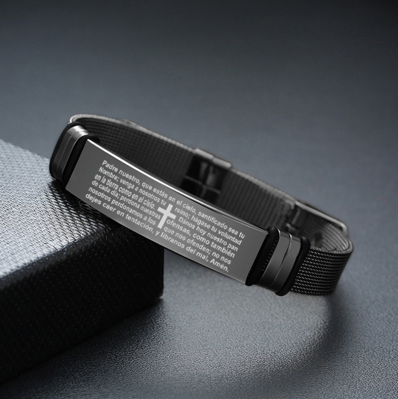 12mm ID Identification Bracelets for Men Custom Name Adjustable Stainless Steel Boy Mesh Watch Band To My Son Father Birthday Valentine Love Gifts Bij