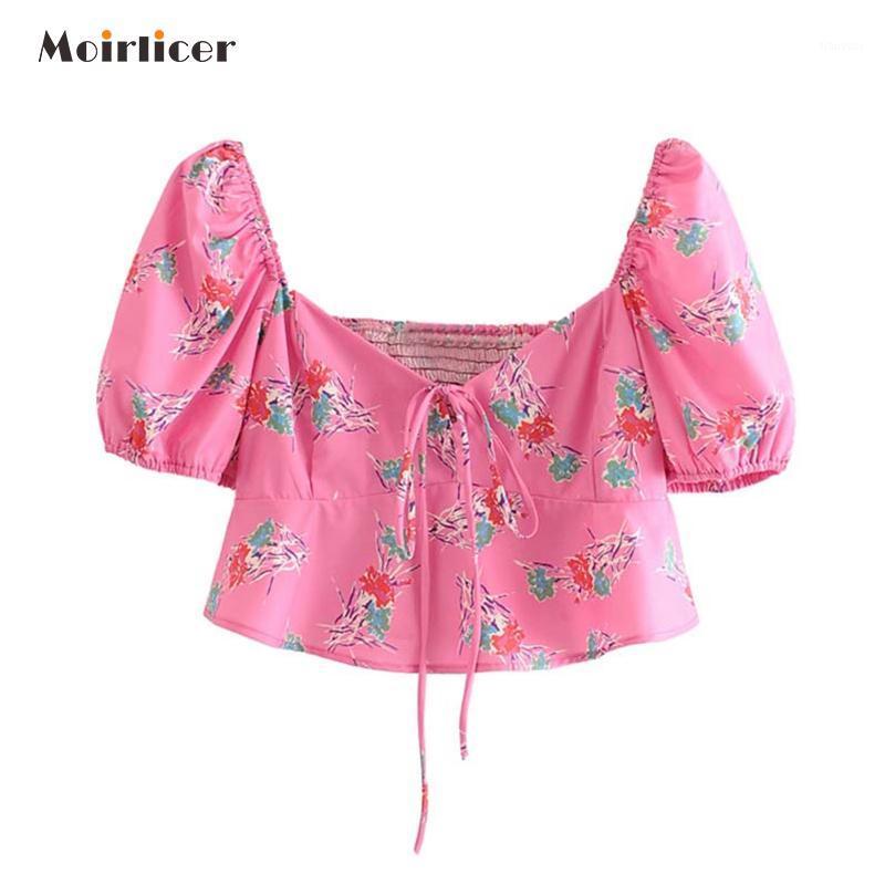Women's Blouses & Shirts 2022 Women Fashion Floral Crop Top Bow Tie Short Sleeve Stretchy Back Blouse Female Pink Cute Tops Blusas, As picture 
Women's Blouses & Shirts 2022 Women Fashion Floral Crop Top Bow Tie Short Sleeve Stretchy Back Blouse Female Pink Cute Tops Blusas, As picture