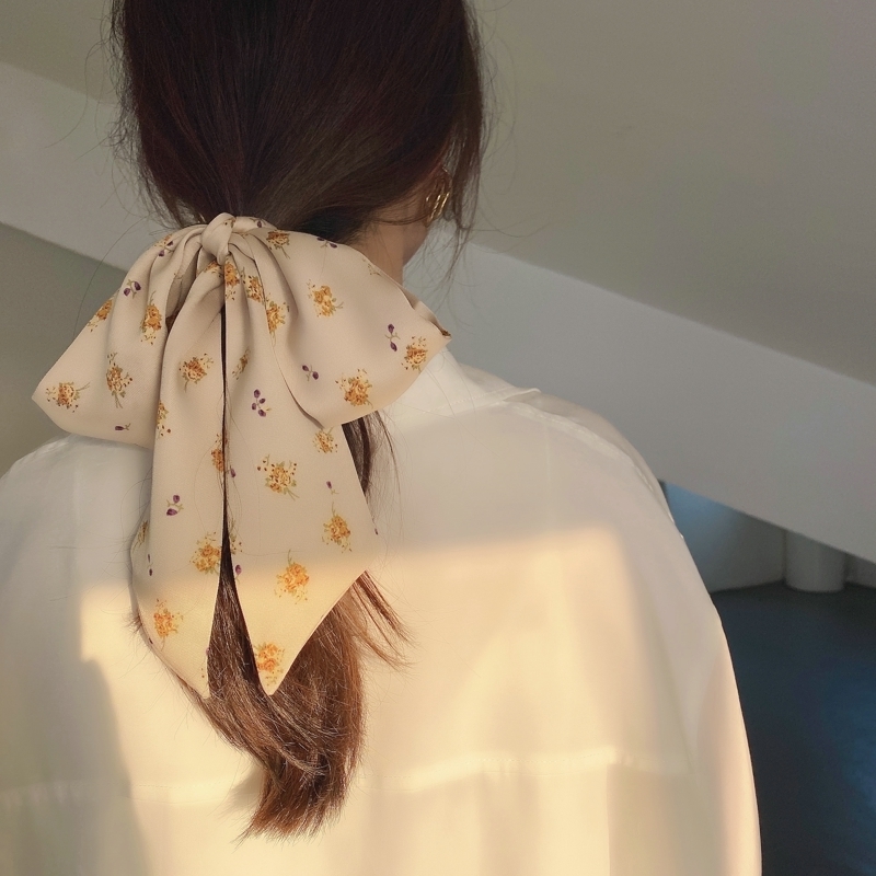 Printing Long Small Scarf Scarves Fairy Wrist Ribbon Hair Band Long Bag Belts Women Skinny Scarf 5pcs