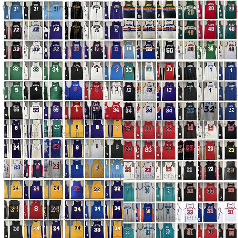 Vintage Michael Retro Basketball Jerseys Nash Johnson Iverson Pippen Stockton Rodman Garnett McGrady Anthony Malone Mutombo Bibby Payton Curry Retro Jersey