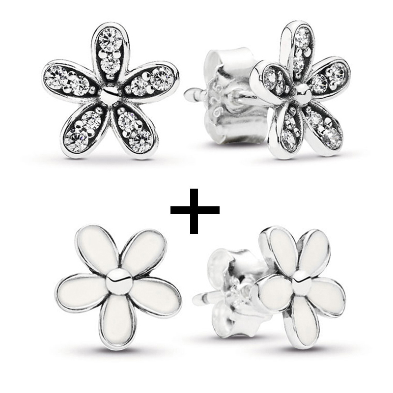 New Popular 925 Sterling Silver Silver Crown Round Stud Earrings Transparent CZ For Earrings Women Wedding Jewelry Gift Special Offer