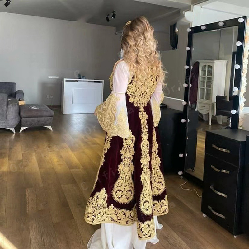 Modest Traditional Albanian Robes Black Evening Dresses Women Party Robe 2022 Lace Prom Dress vestido De Fiesta De Boda