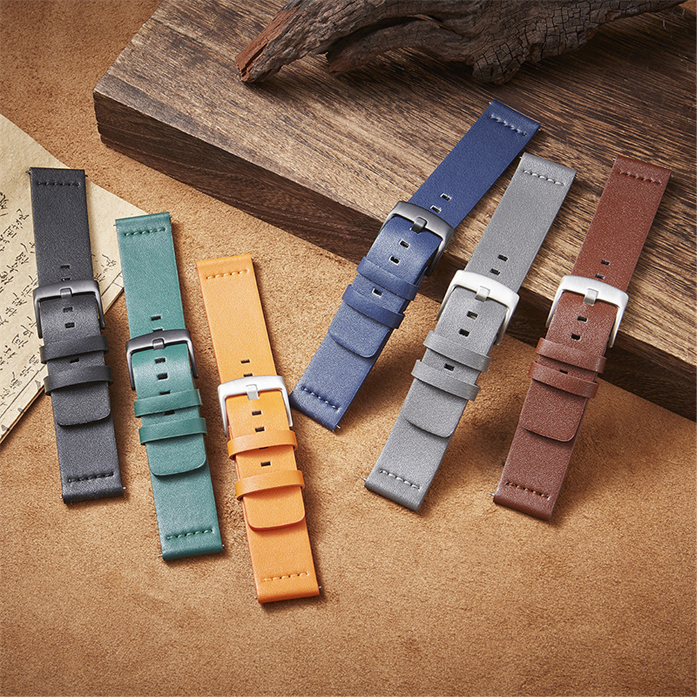 20mm 22mm Leather band Strap for Samsung Galaxy Watch 3 41mm 45mm Active2 40 44mm WatchBand Quick Release 18mm free shipping