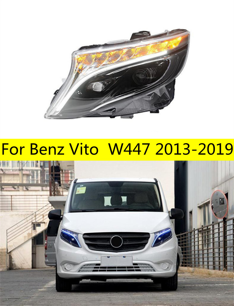 Headlights All LED For Benz Vito 20 13-20 19 Head Lights W447 DRL+Bi-Xenon Lens LED Crystal Angel Eyes Turn Signal Headlight