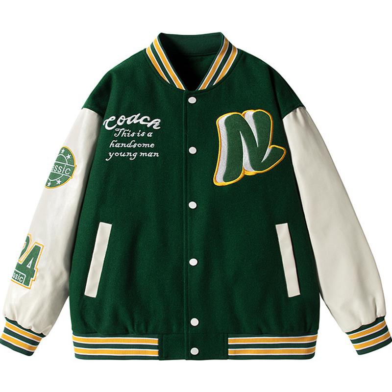 Men's Jackets Men's Letter Embroidery Varsity Jacket Woman PU Leather Sleeve American Retro Spring College Men Hip Hop Street BomberMen', Black
Men's Jackets Men's Letter Embroidery Varsity Jacket Woman PU Leather Sleeve American Retro Spring College Men Hip Hop Street BomberMen', Black