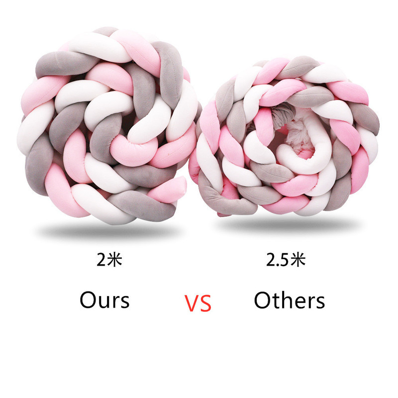 4M Baby Bed Bumper On the Crib Bedding Set for born Baby Cot Protector Knot Braid Pillow Cushion Crib Anti-collision Bumper 220718