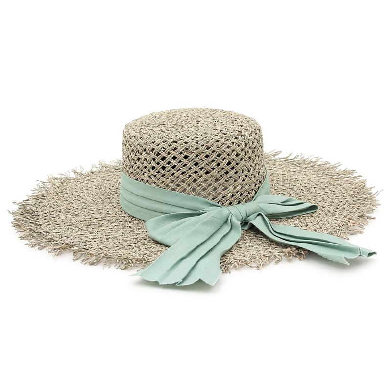 Wide Brim Hats 2022 Handmade Straw Beach Hat For Women Summer Panama Cap Fashion Flat Sun Protection Visor With Green Ribbon, Grass straw hat
Wide Brim Hats 2022 Handmade Straw Beach Hat For Women Summer Panama Cap Fashion Flat Sun Protection Visor With Green Ribbon, Grass straw hat