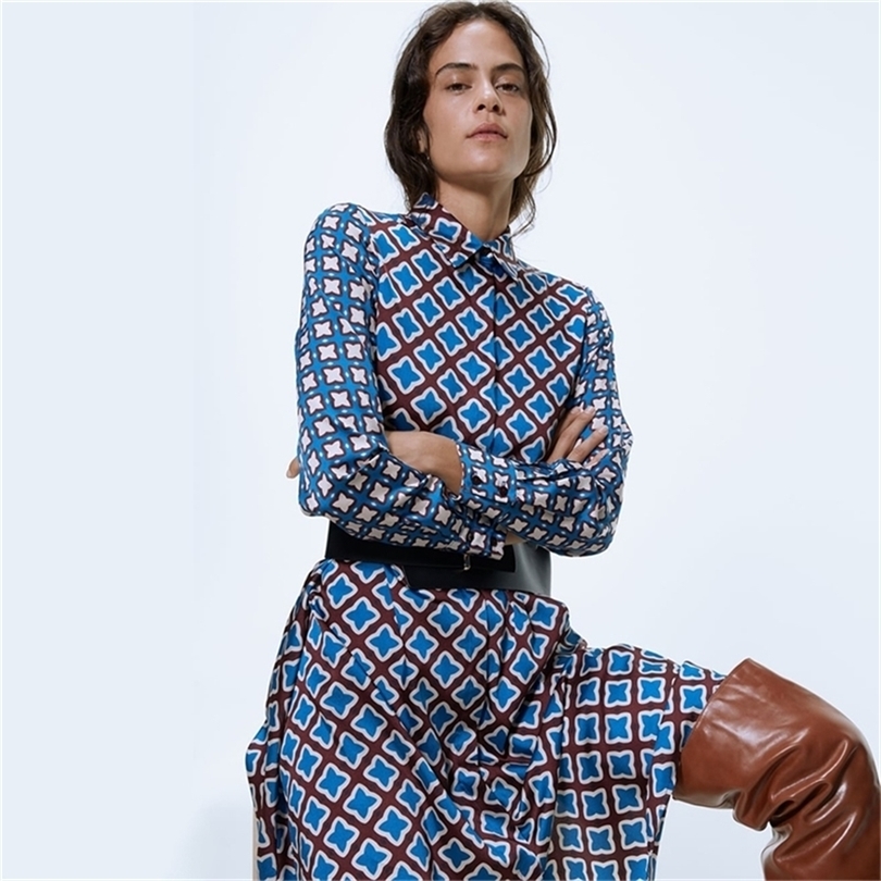 ZA Print Dress New Winter Autumn Newest Casual England Print Dress Women Bohemian Party Dress Friend Gifts Wholesale T200416