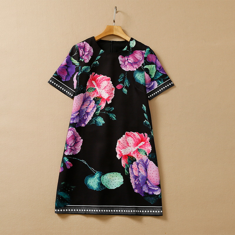 2022 Summer Short Sleeve Round Neck Black Floral Print Hot Drilling Knee-Length Dress Elegant Casual Dresses 22Q151639 Plus Size XXL
2022 Summer Short Sleeve Round Neck Black Floral Print Hot Drilling Knee-Length Dress Elegant Casual Dresses 22Q151639 Plus Size XXL