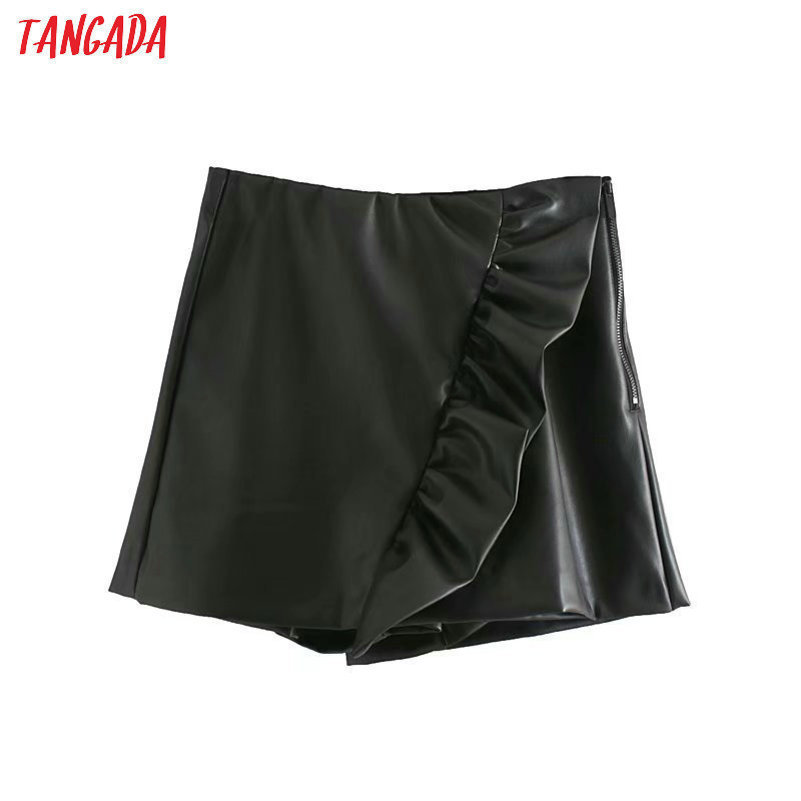 Tangada women ruffles pu leather skirt shorts black arrival pockets female high waist ladies casual shorts 4M132 Y200403
Tangada women ruffles pu leather skirt shorts black arrival pockets female high waist ladies casual shorts 4M132 Y200403