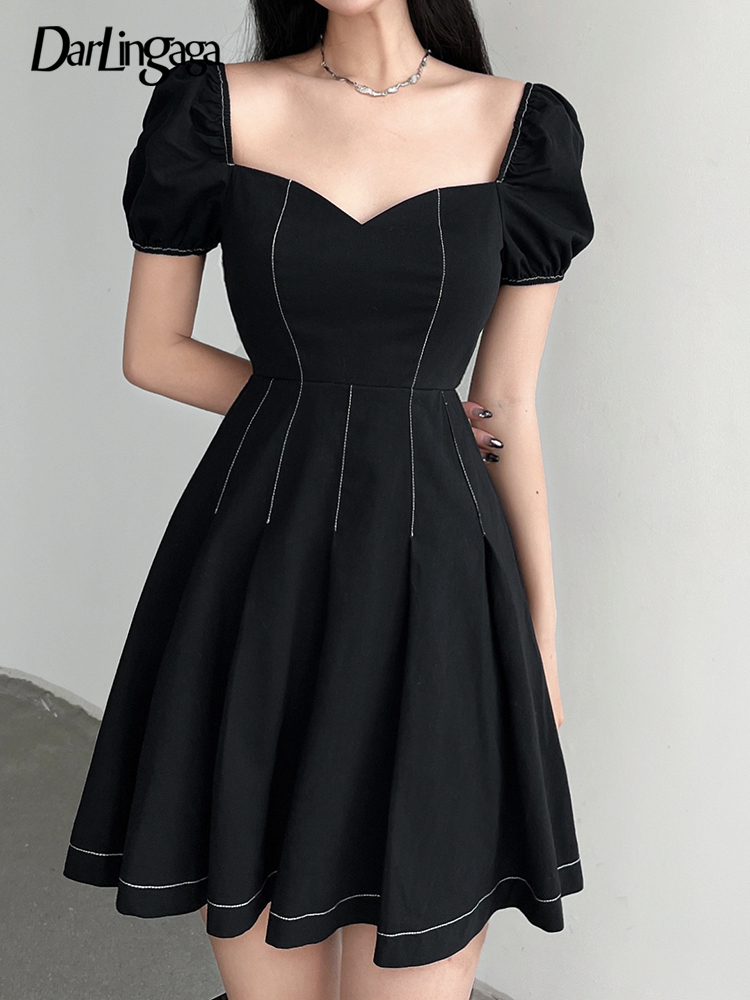 Darlingaga Korean Fashion Square Collar Stripe Elegant Black Dress Summer Backless Puff Sleeve Pleated Dress Women Party Clothes
Darlingaga Korean Fashion Square Collar Stripe Elegant Black Dress Summer Backless Puff Sleeve Pleated Dress Women Party Clothes