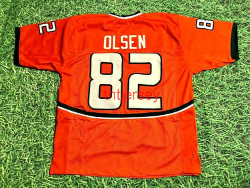 Mit pas cher personnalisé GREG OLSEN MIAMI HURRICANES JERSEY COUSU ajouter n'importe quel numéro de nom