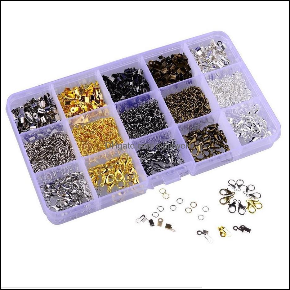Clasps Hooks Jewelry Findings Components Set Diy Beading Making Kit With Lobster Jump Ring Dh4Sa